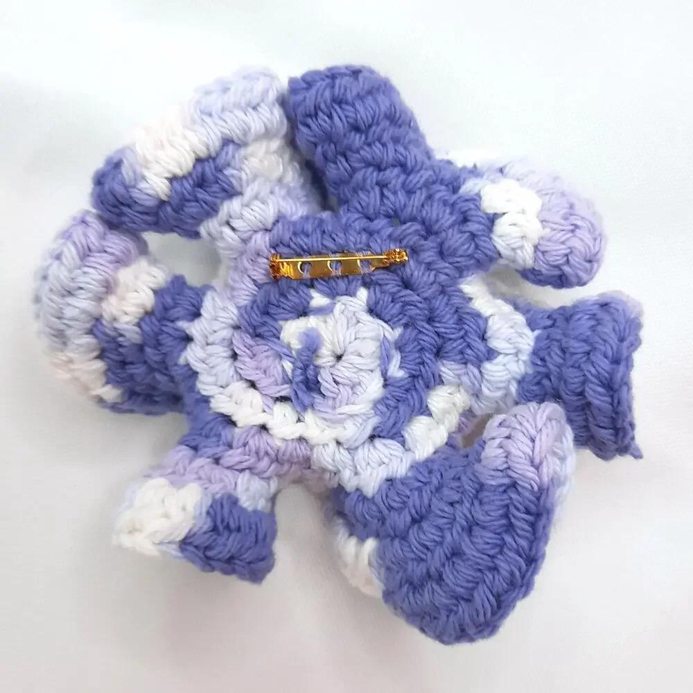 Layered Crochet Flower Brooch Handmade 3D Ruffles Colorful Purples Cream Pin NEW